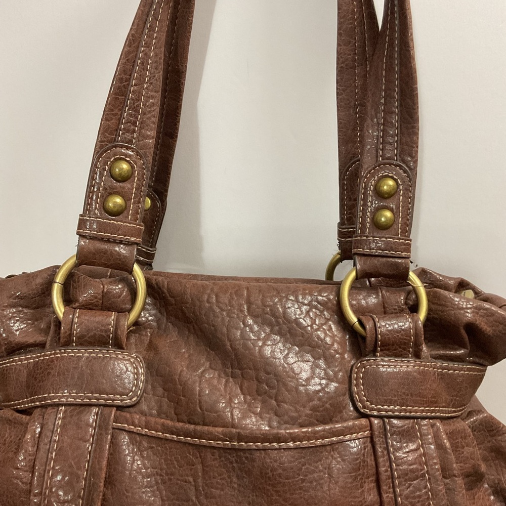 Kathy Van Zeeland Chocolate Shoulder Bag with Brass Details - Picture 7 of 11